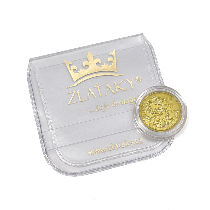 Zlatá investiční mince Year of the Dragon Rok Draka Lunární 1/10 Oz 2024