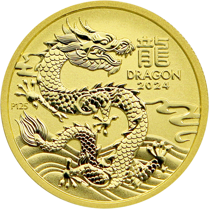 Zlatá investiční mince Year of the Dragon Rok Draka Lunární 1/2 Oz 2024