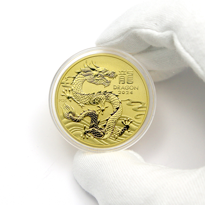 Zlatá investiční mince Year of the Dragon Rok Draka Lunární 2 Oz 2024