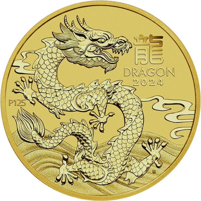 Zlatá investičná minca Year of the Dragon Rok Draka Lunárny 10 Oz 2024