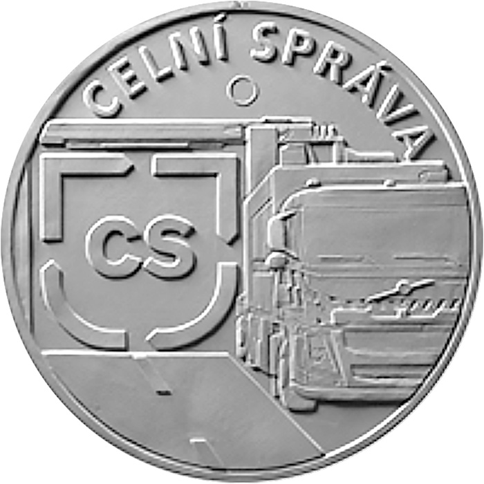 Zadní strana Stříbrná mince 100 Kč Celní správa 2025 Proof