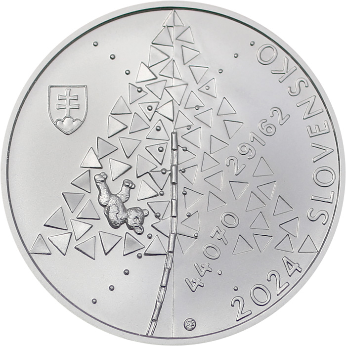 Zadní strana Strieborná minca Podanie Správy o vyhladzovacích táboroch Auschwitz a Birkenau - 80. výročie 2024 Standard