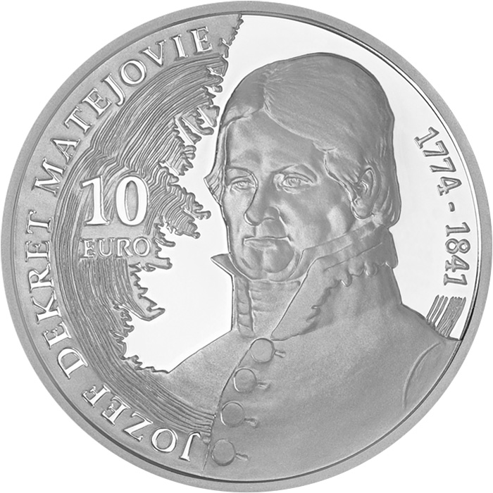 Přední strana Stříbrná mince Jozef Dekret Matejovie - 250. výročí narození 2024 Proof