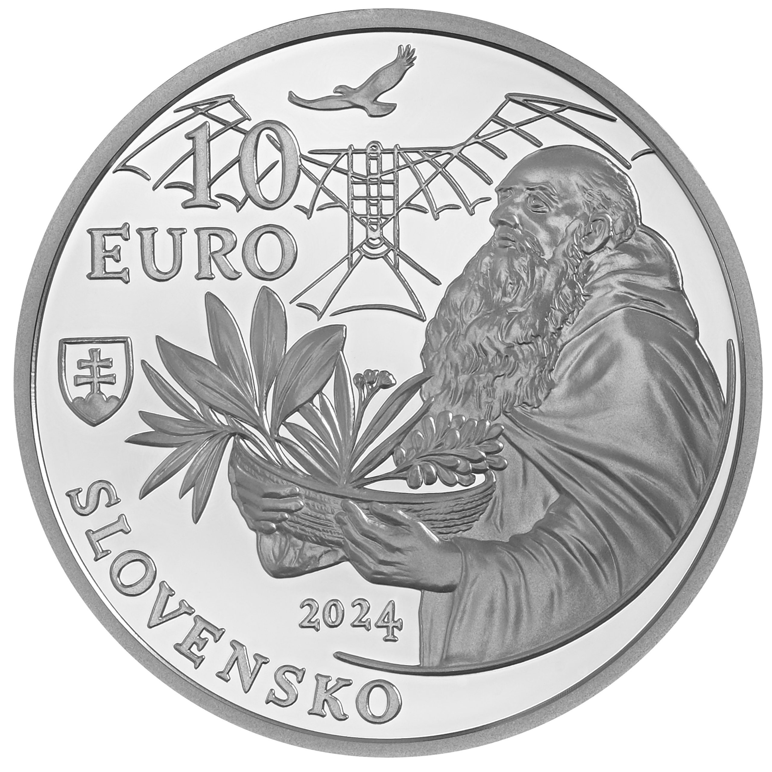 Zadní strana Stříbrná mince Fráter Cyprián z Červeného Kláštera - 300. výročí narození 2024 Proof