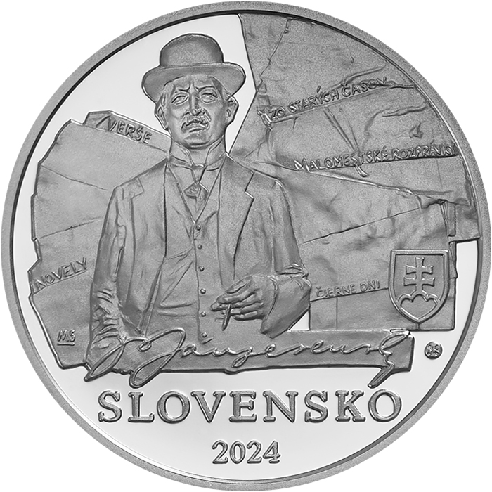 Zadní strana Stříbrná mince Janko Jesenský - 150. výročí narození 2024 Proof