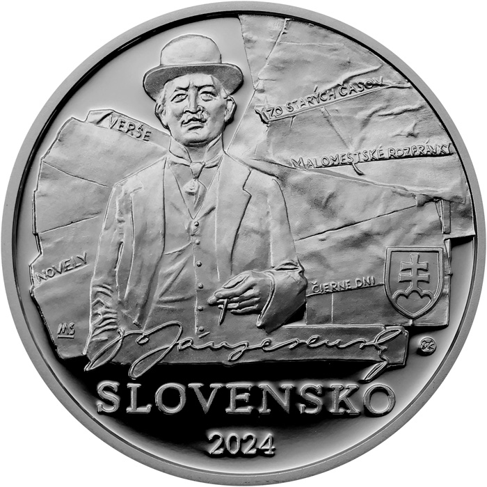 Zadní strana Stříbrná mince Janko Jesenský - 150. výročí narození 2024 Proof