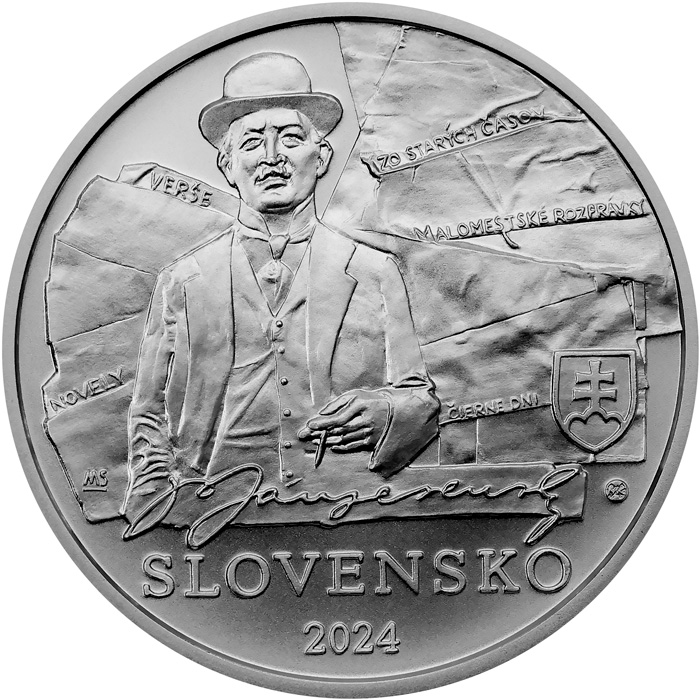 Zadní strana Stříbrná mince Janko Jesenský - 150. výročí narození 2024 Standard