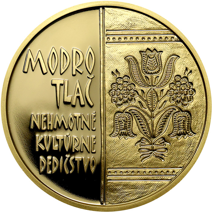 Přední strana Zlatá minca Nehmotné kultúrne dedičstvo SR - Modrotlač 2024 Proof