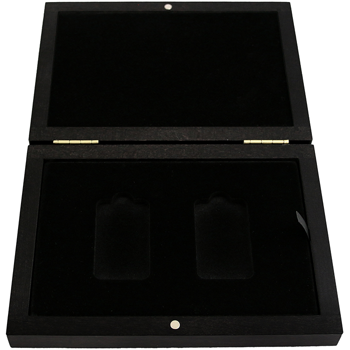 Přední strana Drevená krabička na zlaté tehličky PAMP Fortuna 2 x 250 gramov