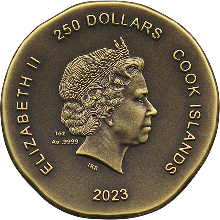 Zadní strana Zlatá minca Numizmatické ikony - Korytnačka 1 Oz 2023 Antique Standard
