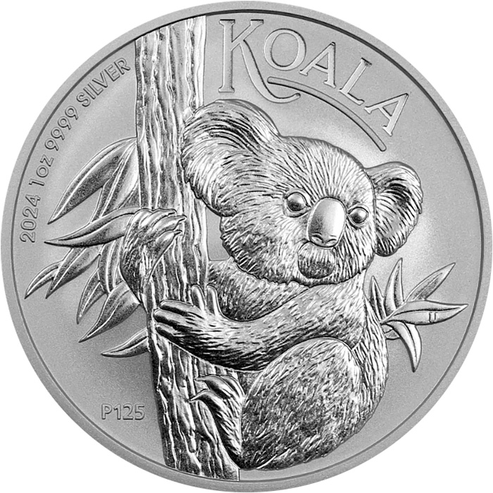Přední strana Stříbrná investiční mince Koala 1 Oz 2024