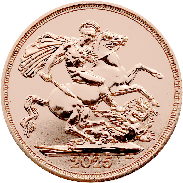 Přední strana Zlatá investičná minca Sovereign Kráľ Karol III.