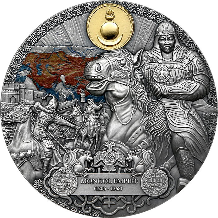 Přední strana Strieborná minca 2 Oz Dedičstvo najväčších ríší - Mongolská ríša 2024 Antique Štandard