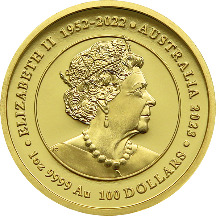 Zadní strana Zlatá mince 1 Oz Drak a Koi High Relief 2023 Proof 