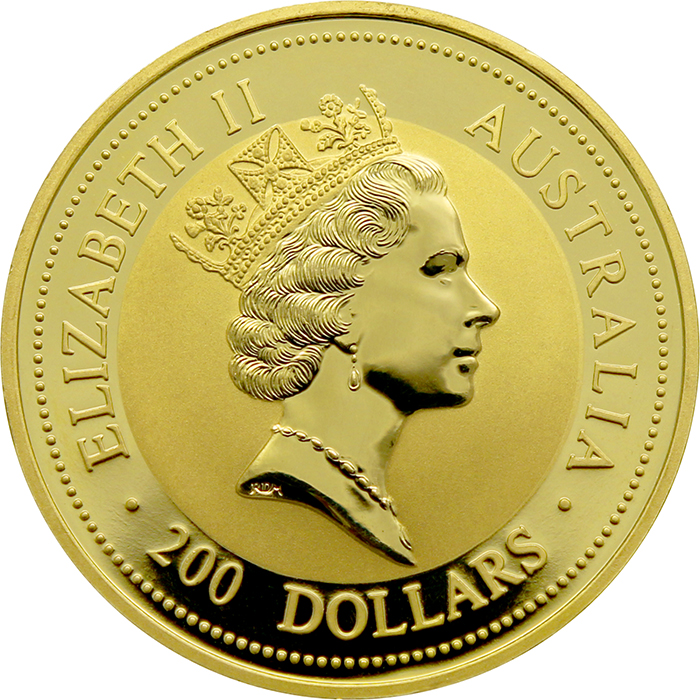 Zadní strana Zlatá investiční mince The Australian Nugget 2 Oz 1995