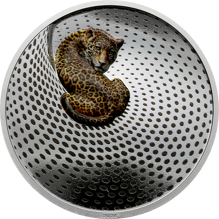 Přední strana Stříbrná mince 3 Oz Kamufláž přírody - Leopard 2024 Proof
