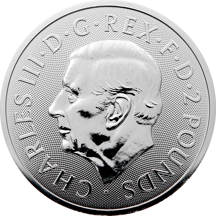 Zadní strana Stříbrná investiční mince Britannia and Liberty 1 Oz 2024