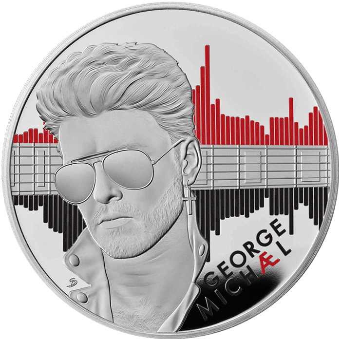 Přední strana Stříbrná mince Hudební legendy - George Michael 1 Oz 2024 Proof