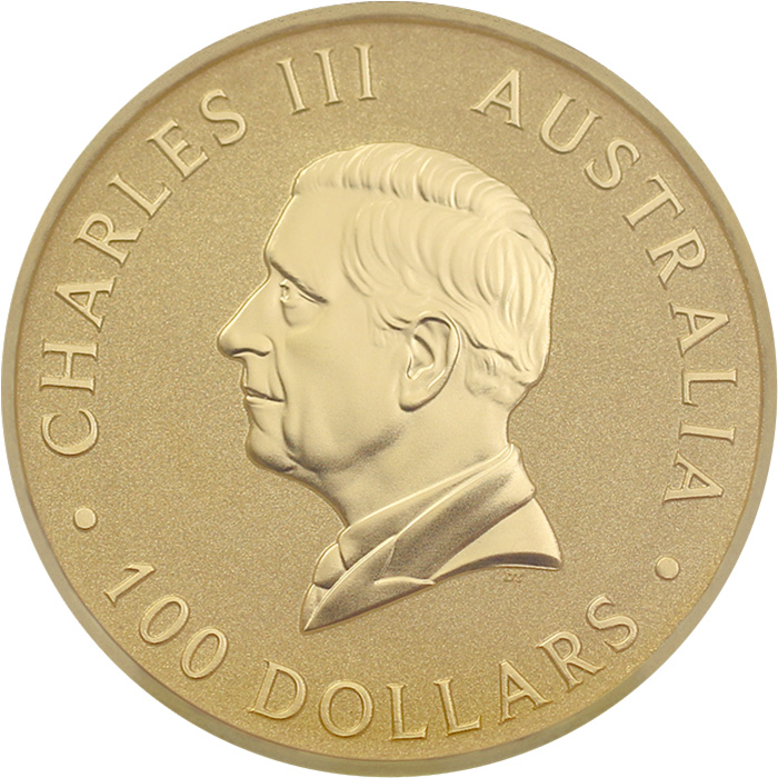 Zadní strana Zlatá investiční mince 125 let Perth Mint 1 Oz 2024