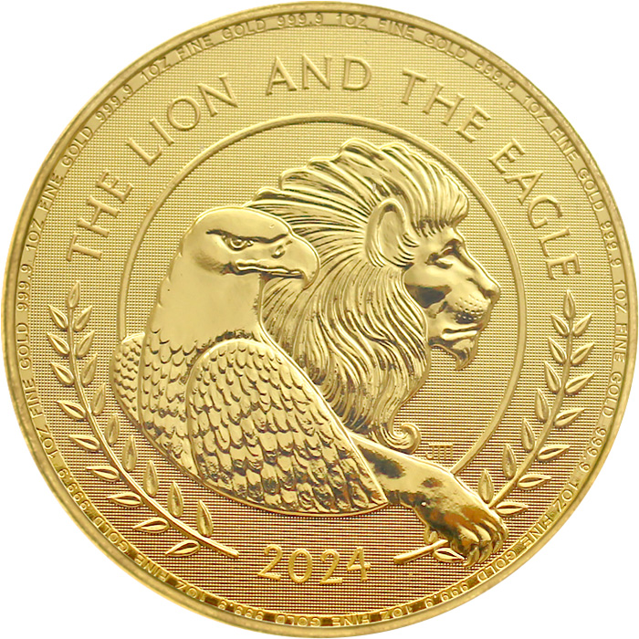 Přední strana Zlatá investičná minca British Lion and American Eagle 1 Oz 2024