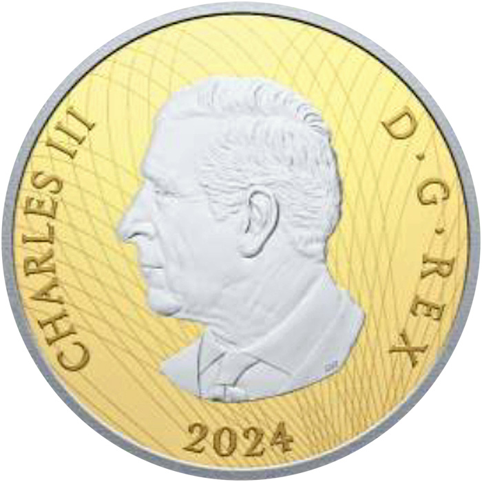 Zadní strana Zlatá mince Brož sněhová vločka k safírovému jubileu QEII 2024 Proof