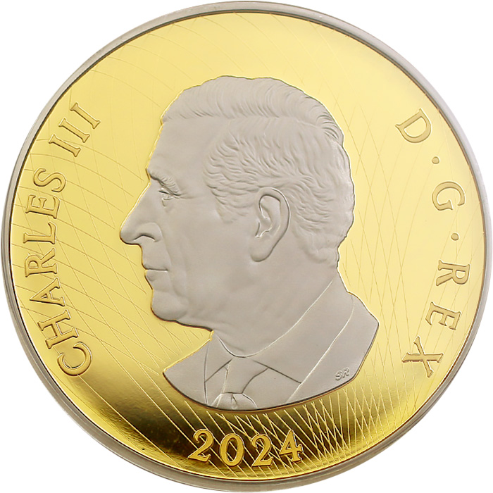 Zadní strana Zlatá mince Brož sněhová vločka k safírovému jubileu QEII 2024 Proof