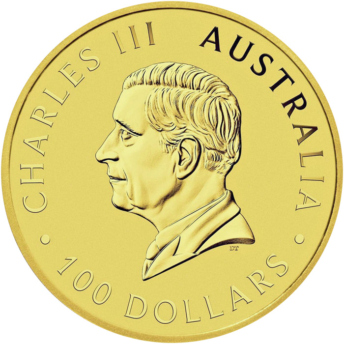 Zadní strana Zlatá investiční mince Australian Swan 1 Oz 2024
