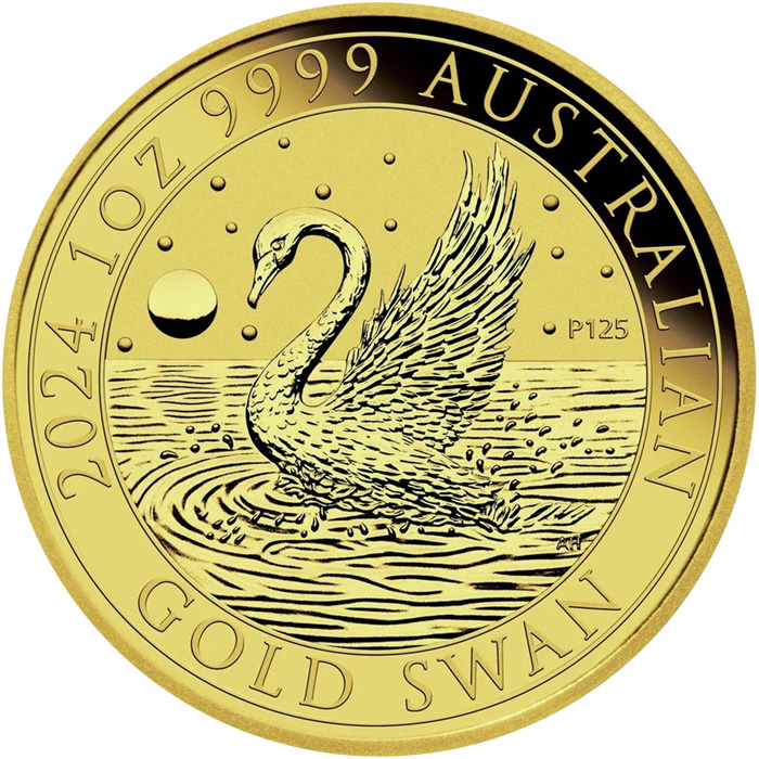 Přední strana Zlatá investiční mince Australian Swan 1 Oz 2024