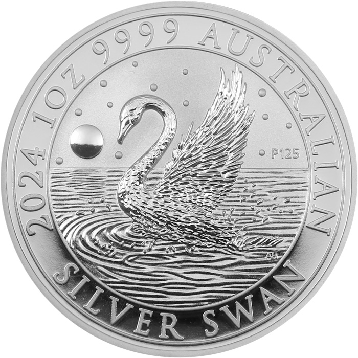 Přední strana Stříbrná investiční mince Australian Swan 1 Oz 2024