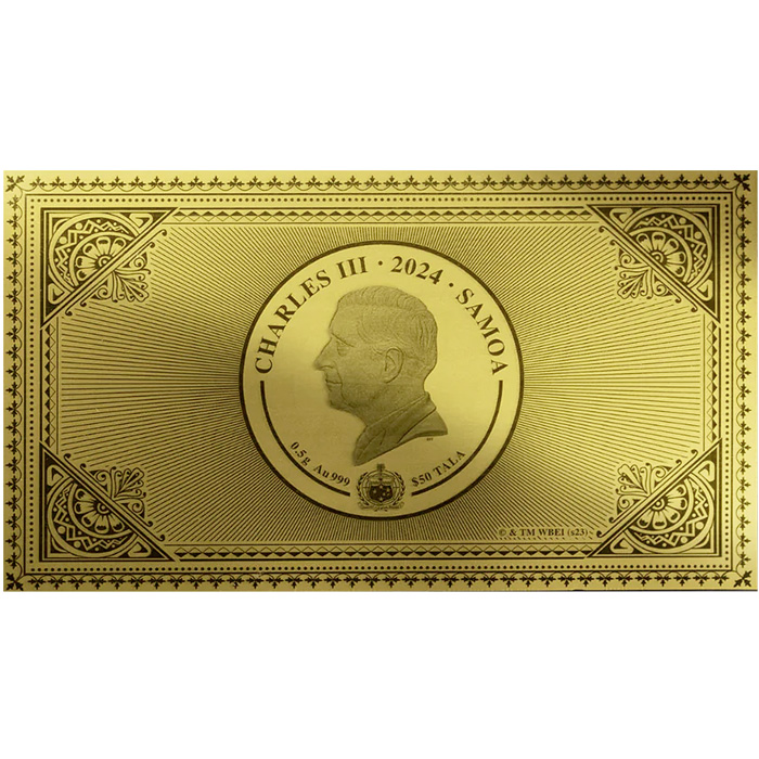 Zadní strana Zlatá minca 0,5 g Harry Potter - Lístok do Rokfortu 2024