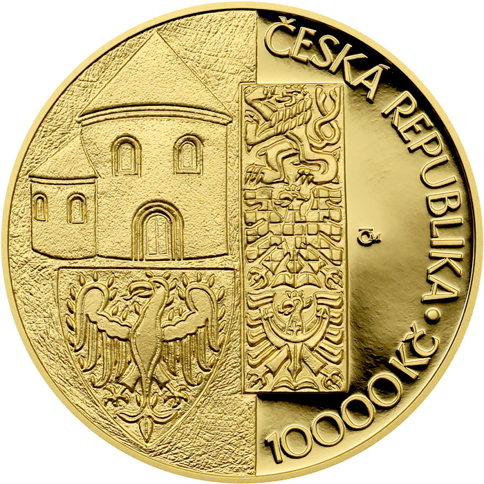 Zadní strana Zlatá mince 10000 Kč Začátek vlády knížete Václava 1100. výročí 2025 Proof