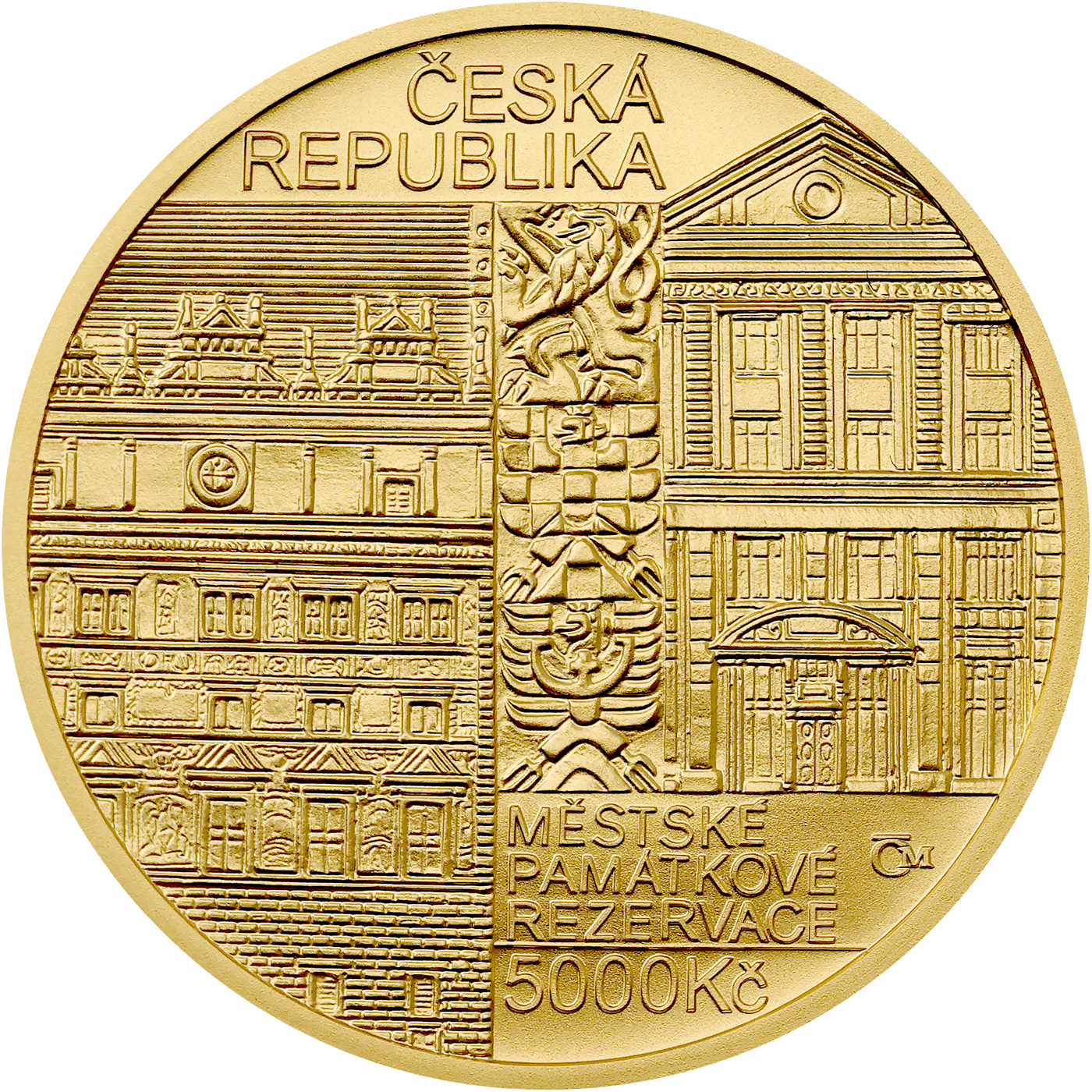 Zadní strana Gold coin 5000 CZK City Monument Reserve II - Pilsen 2026 Standard