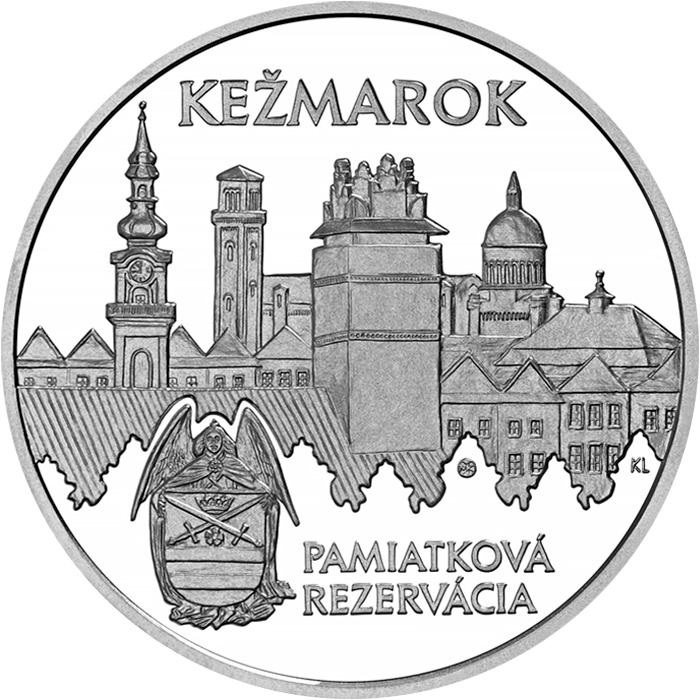 Přední strana Stříbrná mince Památková rezervace Kežmarok 2025 Proof
