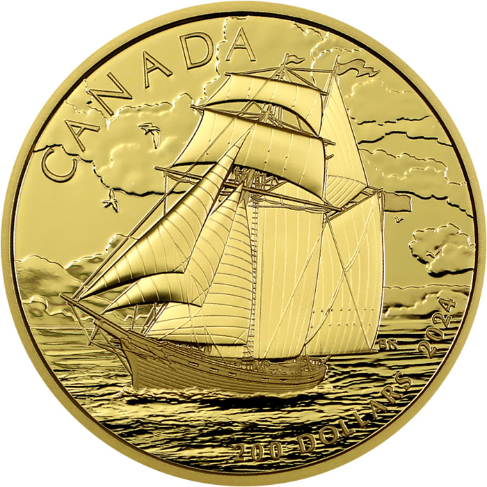 Přední strana Zlatá mince Tall Ships - Košový škuner 2024 Proof