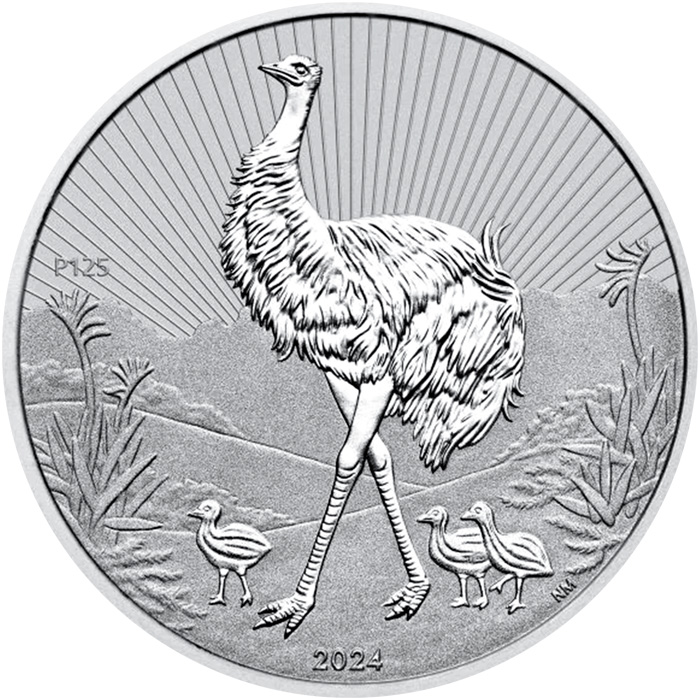 Přední strana Stříbrná investiční mince Next Generation - Emu 2 Oz 2024 Piedfort