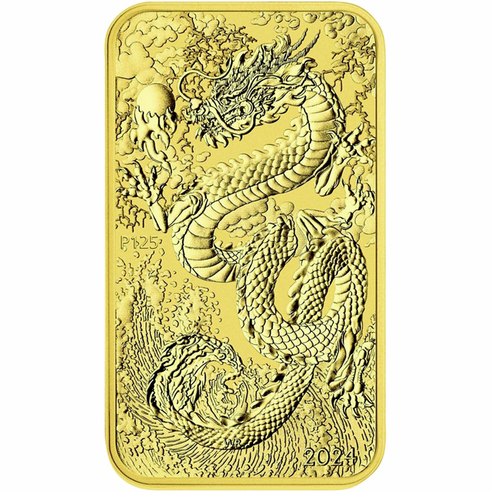 Přední strana Zlatá investiční mince Rectangular Dragon 1 Oz 2024