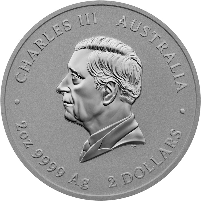 Zadní strana Stříbrná investiční mince Year of the Snake Rok Hada Lunární 2 Oz 2025