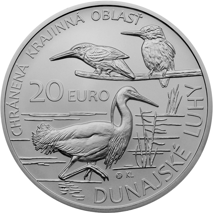 Přední strana Stříbrná mince Chráněná krajinná oblast Dunajské luhy 2025 Standard