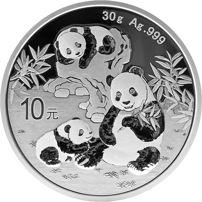 Přední strana Strieborná investičná minca Panda 30g 2025