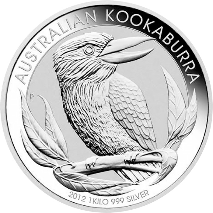 Přední strana Stříbrná investiční mince Kookaburra Ledňáček 1 Kg 2012