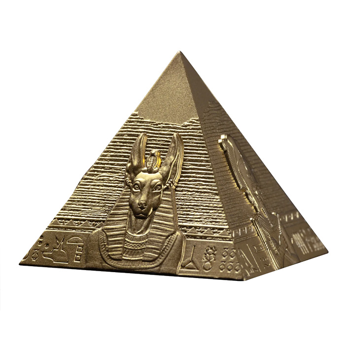 Zadní strana Sada tří stříbrných pozlacených mincí Pyramidy v Gíze 2025 Antique Standard