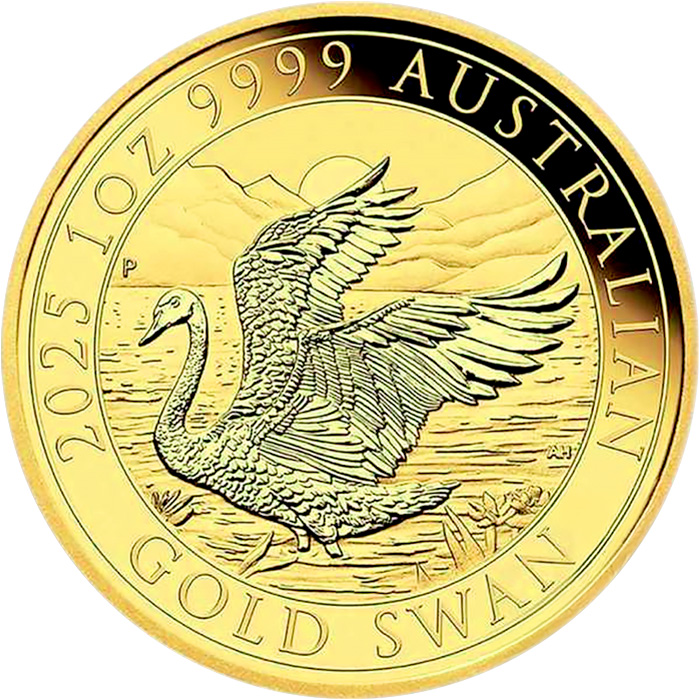 Přední strana Zlatá investiční mince Australian Swan 1 Oz 2025