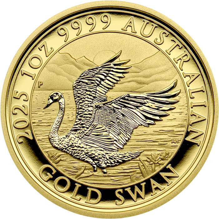 Přední strana Zlatá investiční mince Australian Swan 1 Oz 2025