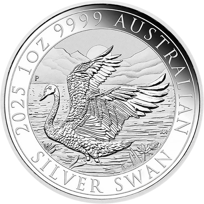 Přední strana Stříbrná investiční mince Australian Swan 1 Oz 2025
