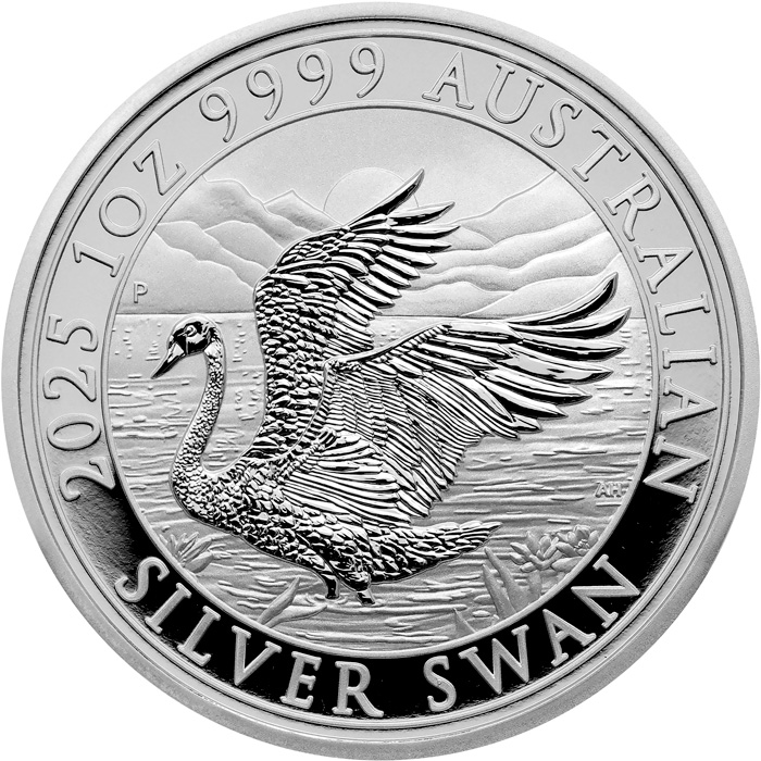 Přední strana Stříbrná investiční mince Australian Swan 1 Oz 2025