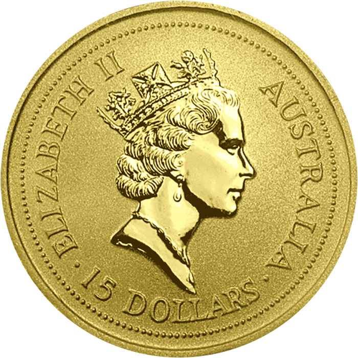 Zadní strana Zlatá investiční mince The Australian Nugget 1/10 Oz 1996