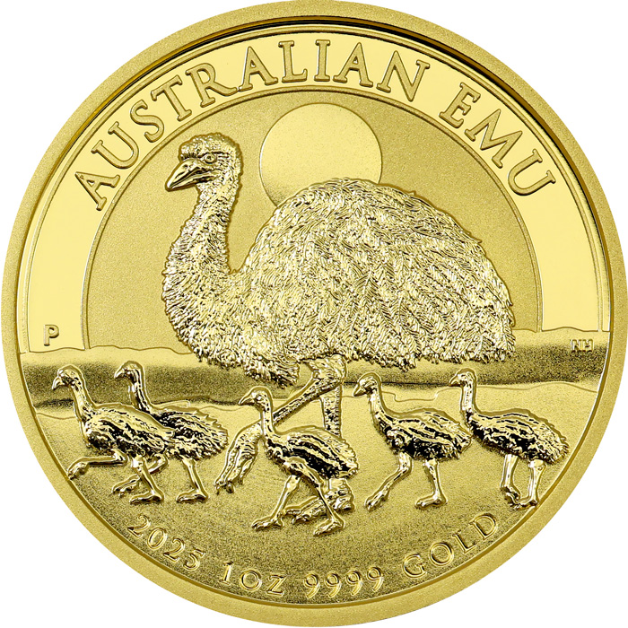 Přední strana Zlatá investiční mince Emu 1 Oz 2025