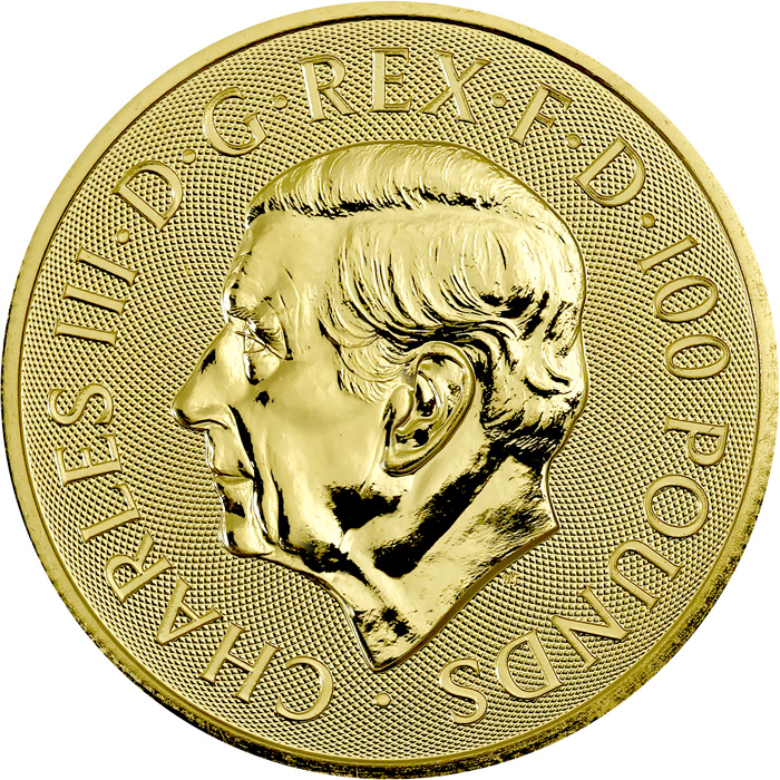 Zadní strana Zlatá investiční mince The Royal Tudor Beasts - The Greyhound of Richmond 1 Oz 2025