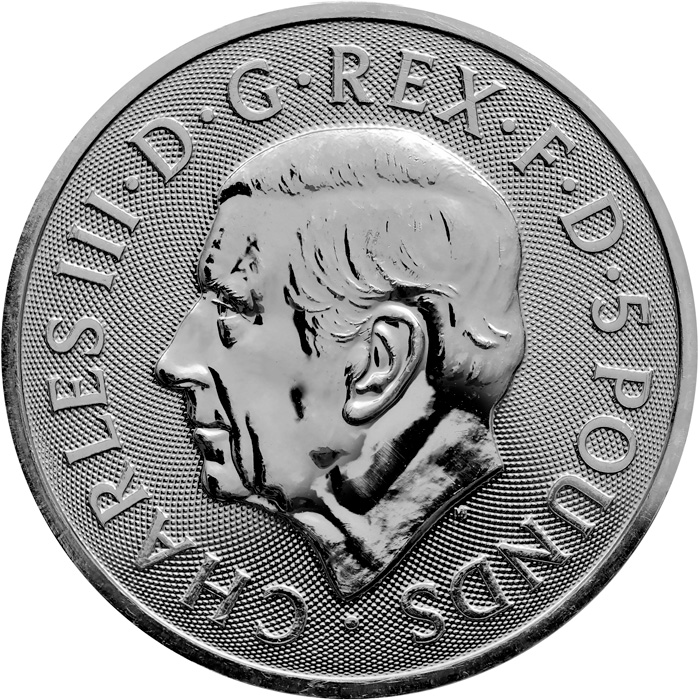Zadní strana Strieborná investičná minca The Royal Tudor Beasts - The Greyhound of Richmond 2 Oz 2025