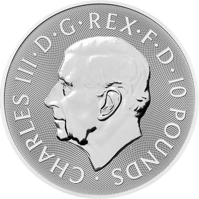 Zadní strana Strieborná investičná minca The Royal Tudor Beasts - The Greyhound of Richmond 10 Oz 2025